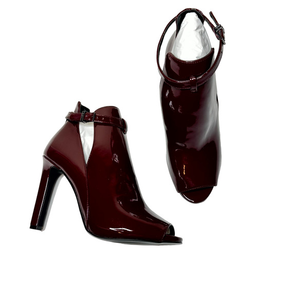 Michael Kors Burgundy Lawson Open Toe Leather Bootie NEW Size 10 - Picture 2 of 10